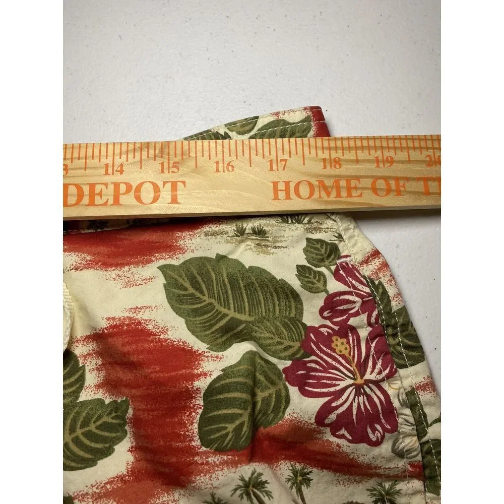Tommy HilfigerHawaiian Floral Swim Trunks Beach Shorts Palm Trees Red White S‎